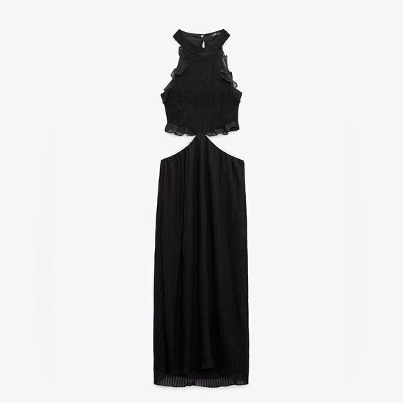 Zara RUFFLED PLEATED DRESS - Picture 3 of 11
